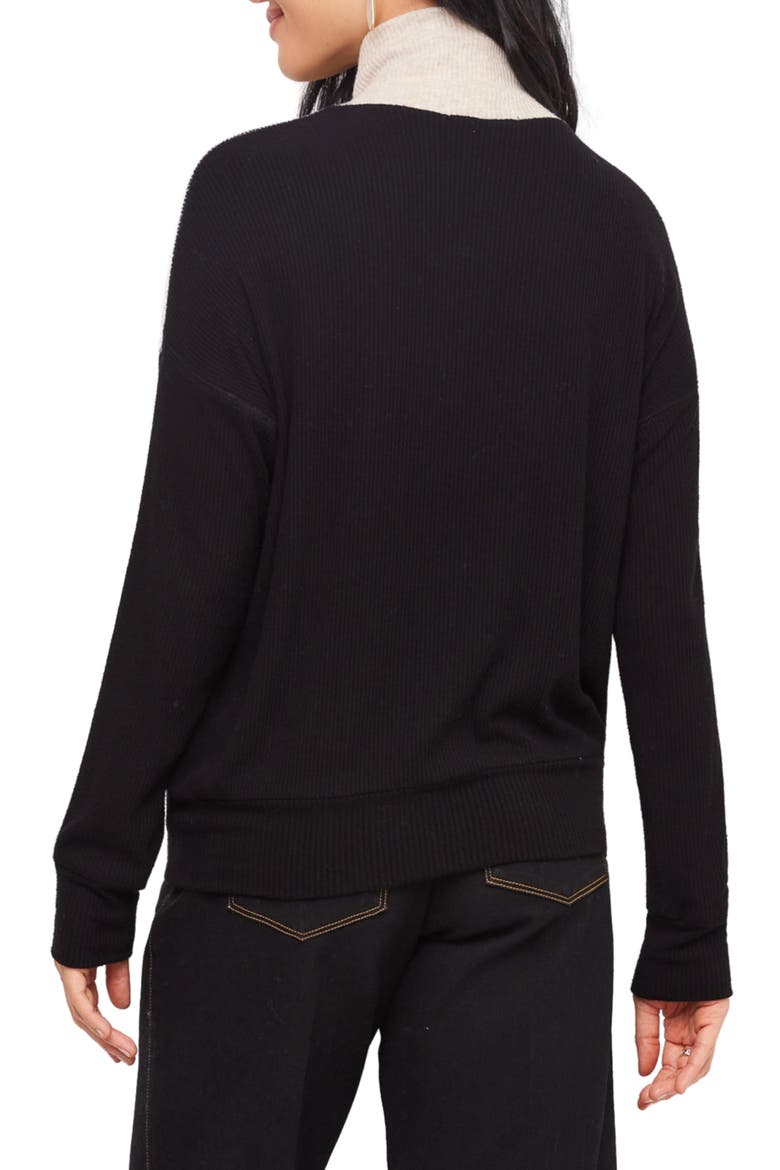 Colorblock Turtleneck Sweater, Alternate, color, OATMEAL W/ BLACK