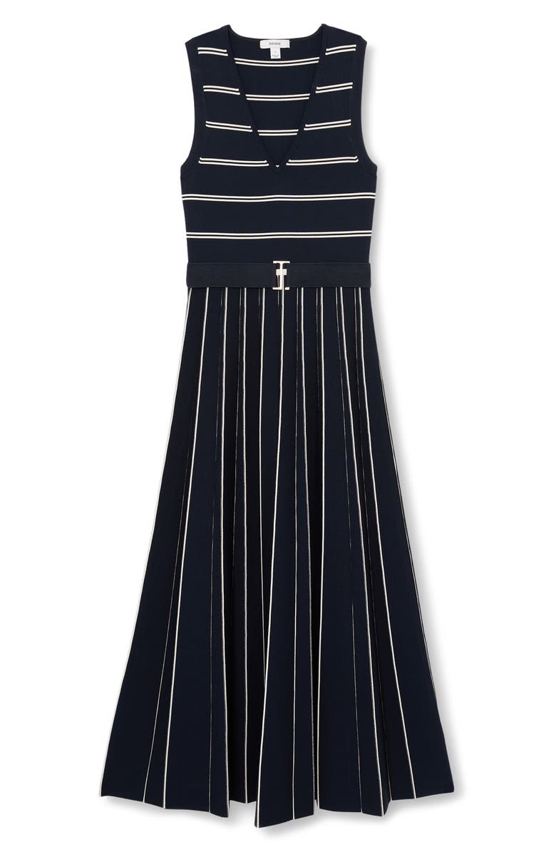 Reiss Mallory Mixed Stripe Dress, Alternate, color, Navy/ Ivory