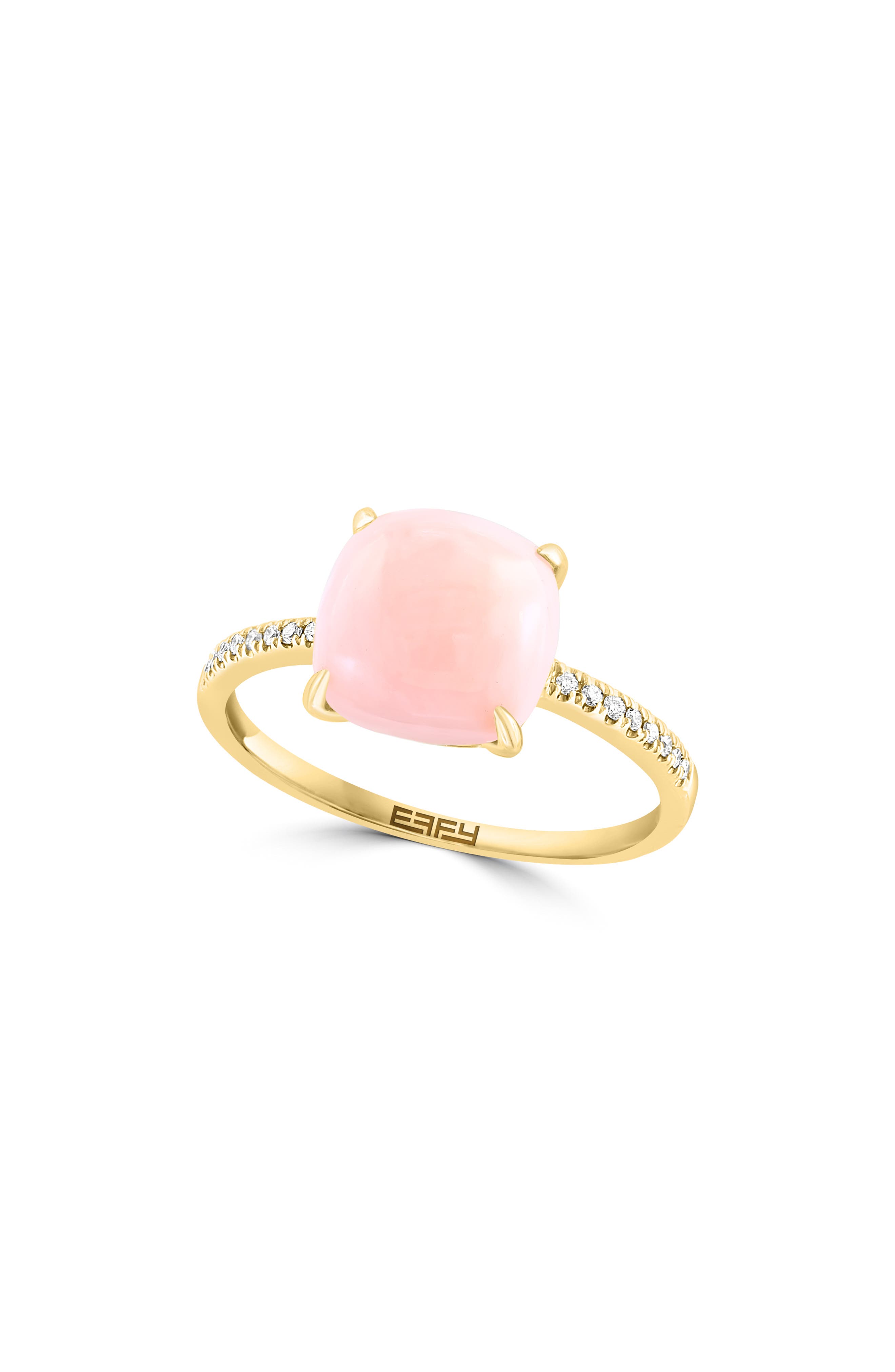 14K Yellow Gold Diamond Opal Ring