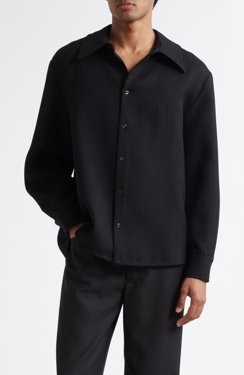 Séfr Wes Virgin Wool Button-Up Shirt in Structured Coal  product