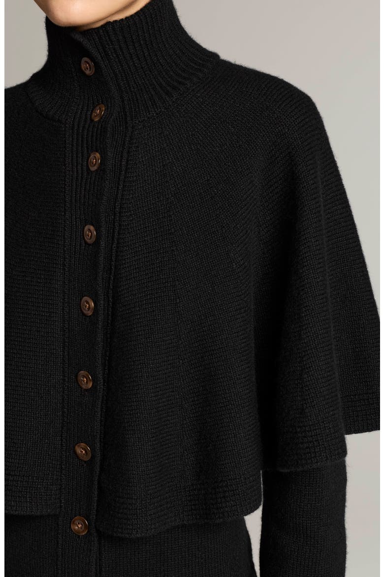 Turtleneck Cape Cardigan, Alternate, color, BLACK