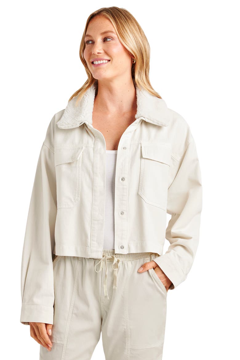 Jacket with Removable Faux Shearling Collar, Main, color, PALE OAK