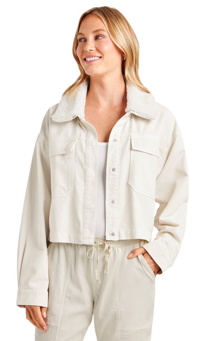 Splendid Jacket with Removable Faux Shearling Collar, Alternate, color, Pale Oak