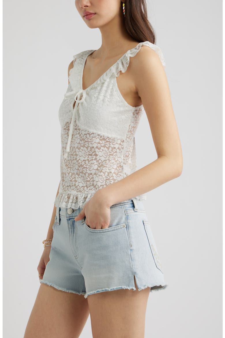 Pretty Lace Ruffle Tank, Alternate, color, WHITE