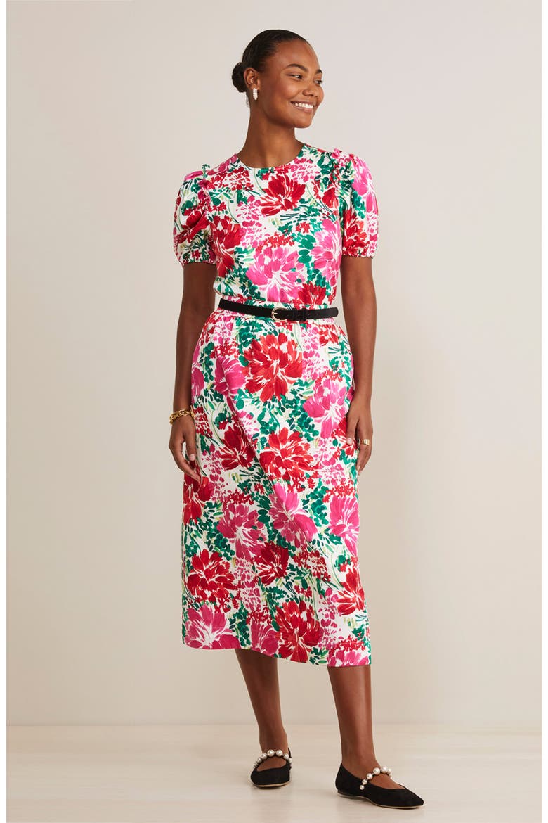 Brush Floral Print Puff Sleeve Top, Alternate, color, BRUSH FLORAL - MARSH