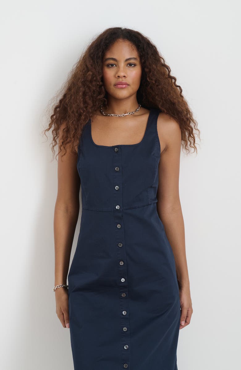 Alex Mill Piper Twill A-Line Dress, Alternate, color, Night Fall