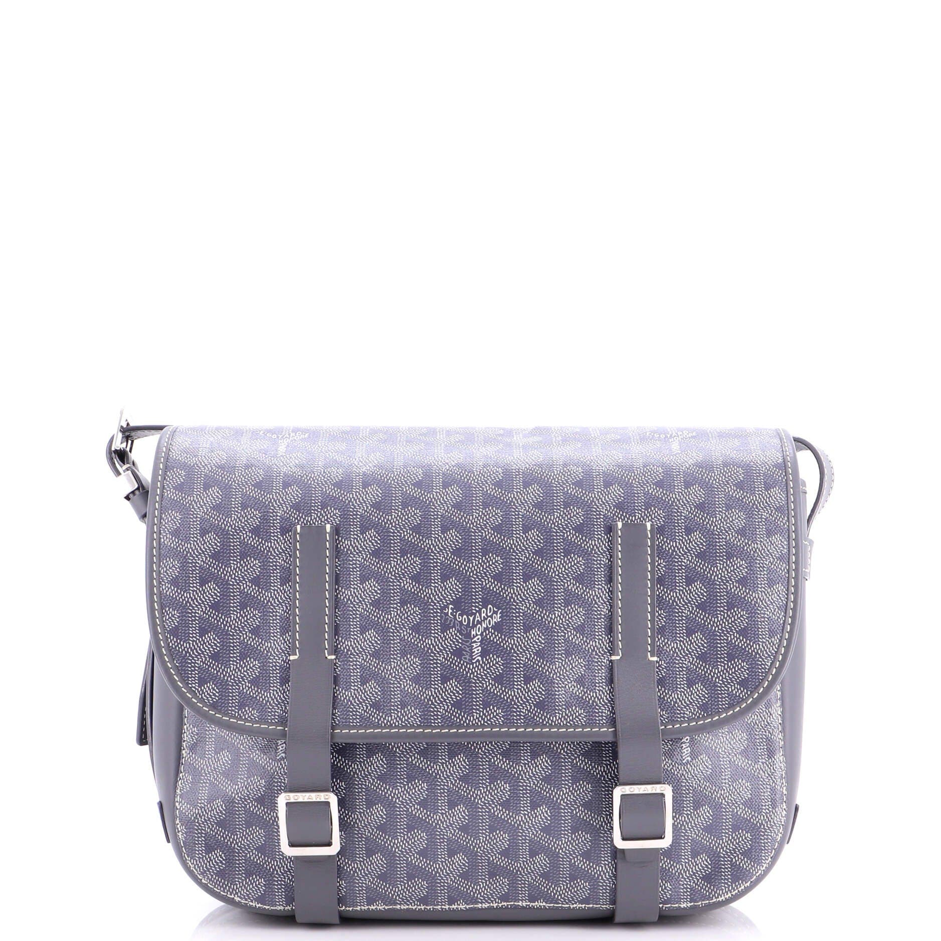 Pre-Owned Goyard Belvedere Messenger Bag Coated Canvas MM, Main, color, Gray