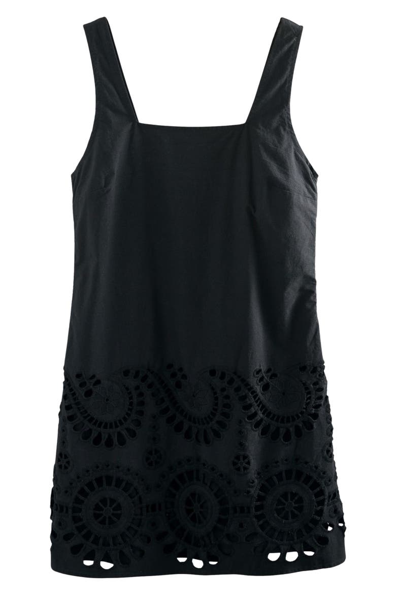 Cutwork Sleeveless Cotton Minidress, Alternate, color, BLACK