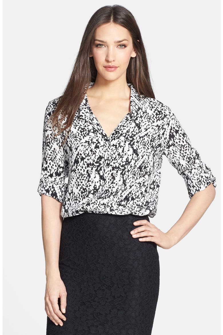 'Lorelei Two' Print Silk Shirt, Main, color, SNAKE BLACK/ IVORY