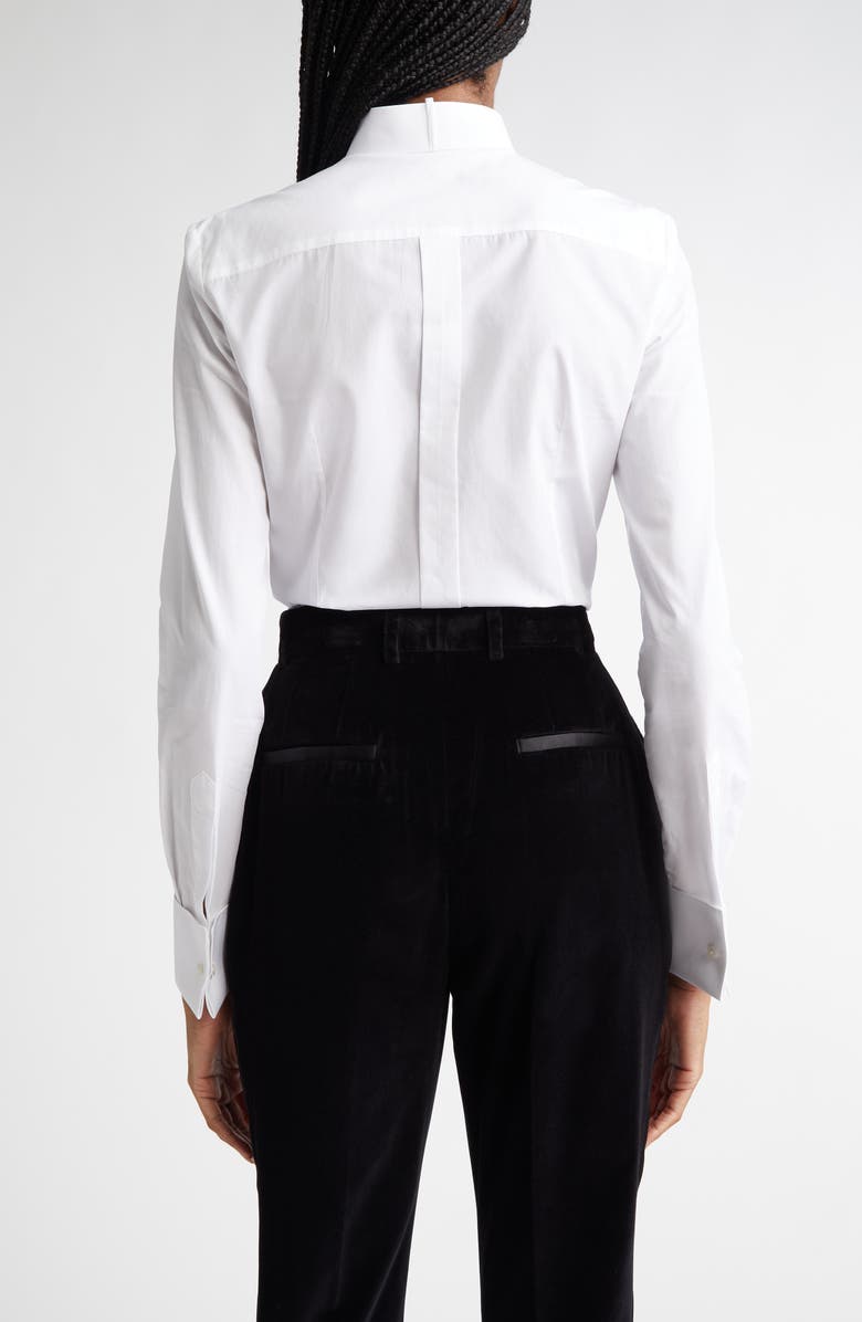 Dolce&Gabbana Bib Detail Cotton Button-Up Shirt, Alternate, color, Bianco Ottico