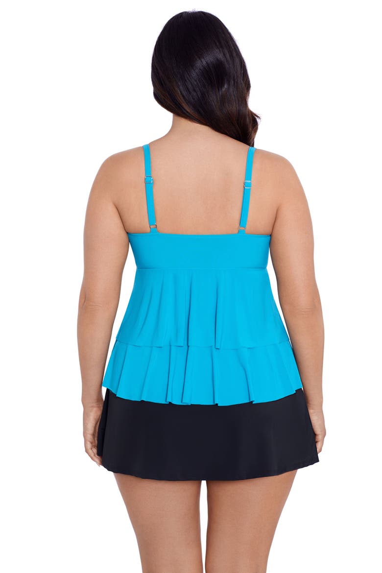 Leona V-Neckline Tankini Swim Top, Alternate, color, Turquoise