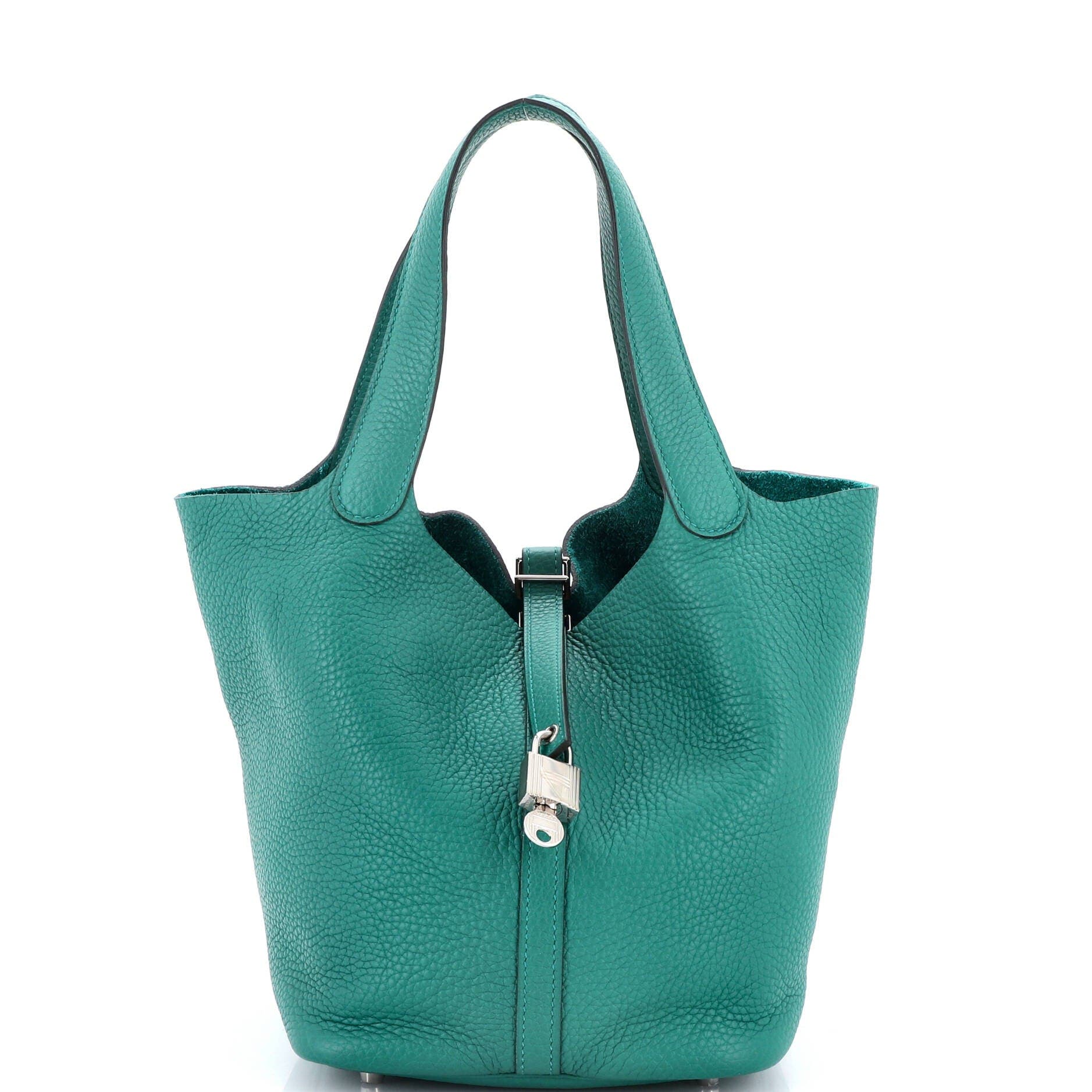 Pre-Owned Hermes Picotin Lock Bag Clemence MM, Main, color, Vert Vertigo