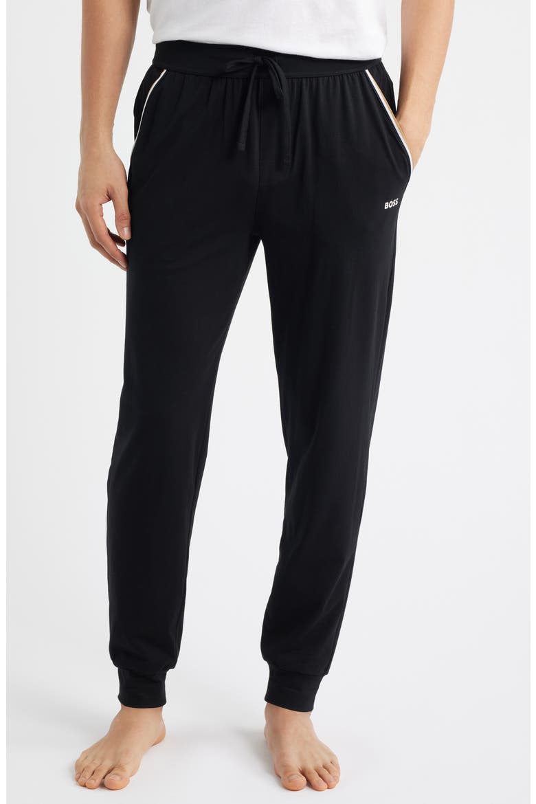 Unique Cotton Blend Pajama Joggers, Main, color, BLACK