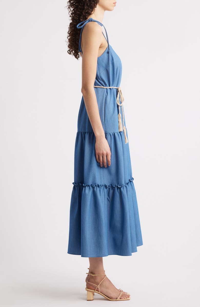 Julia Jordan Tie Strap Sleeveless Tiered Midi Dress, Alternate, color, 