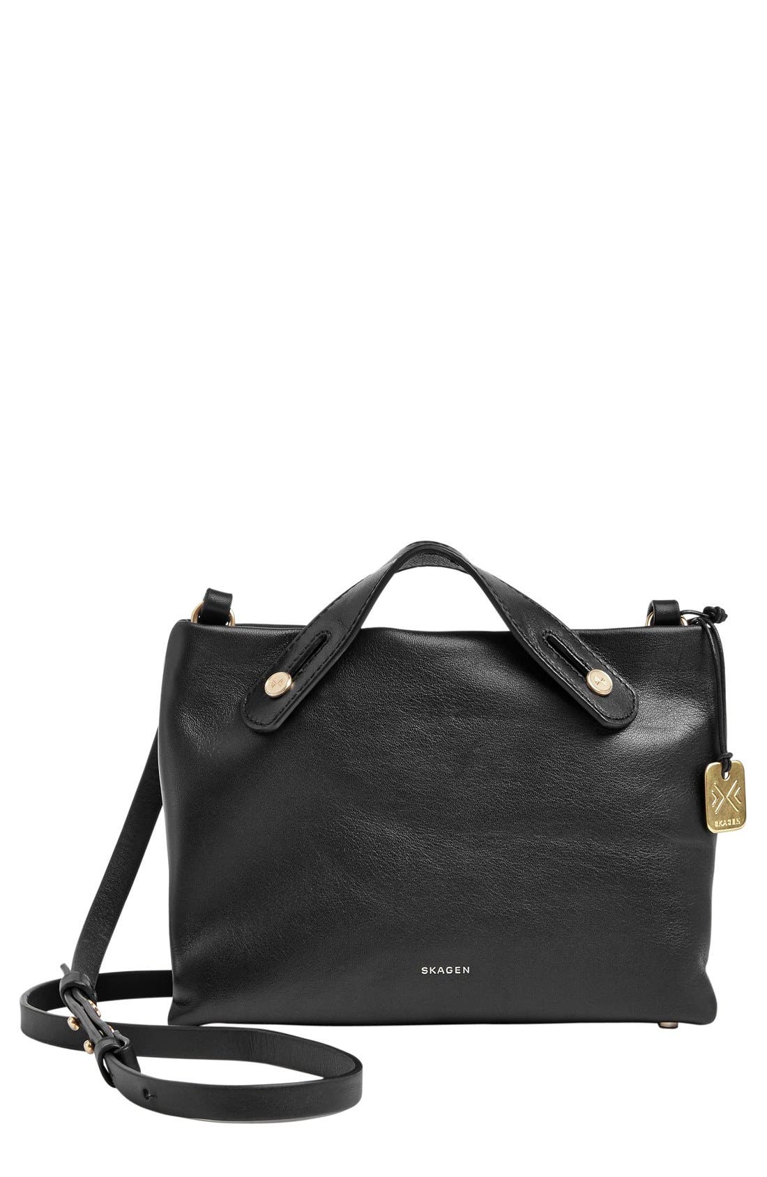 Skagen 'Mini Mikkeline' Leather Crossbody Bag, Main, color, 