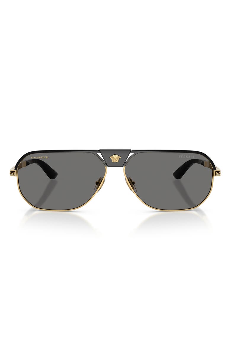 Versace 61mm Polarized Square Sunglasses, Main, color, 