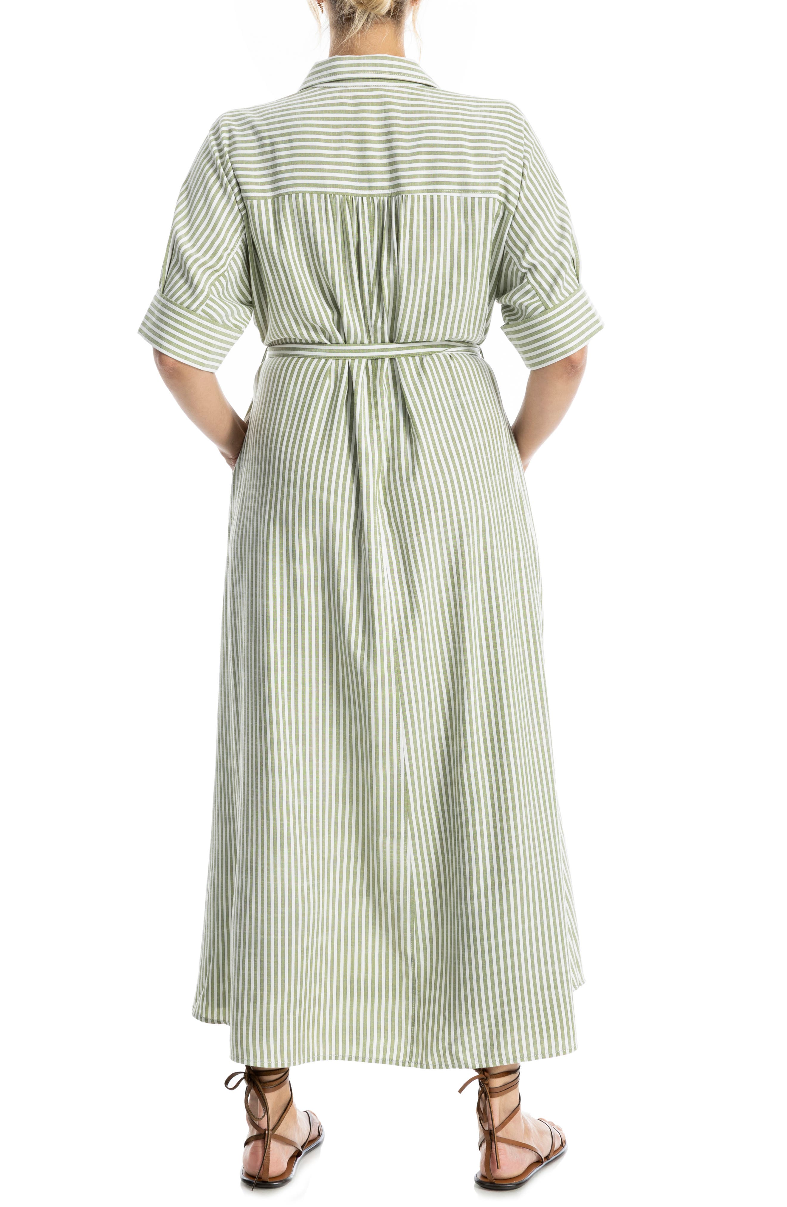 Stripe Short Sleeve Maxi Shirtdress - image 2