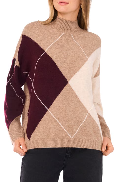 Argyle Mock Neck Sweater