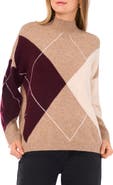 Halogen® Argyle Mock Neck Sweater