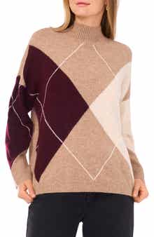 Halogen® Argyle Mock Neck Sweater