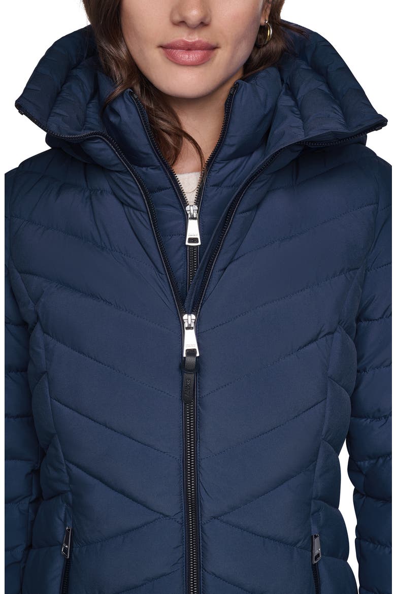 Water Resistant Lightweight Puffer Jacket with Bib, Alternate, color, DARK NAVY