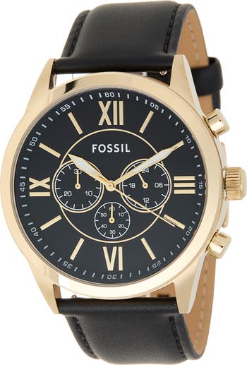 Fossil Flynn Chronograph Leather Strap Watch, 48mm Nordstromrack