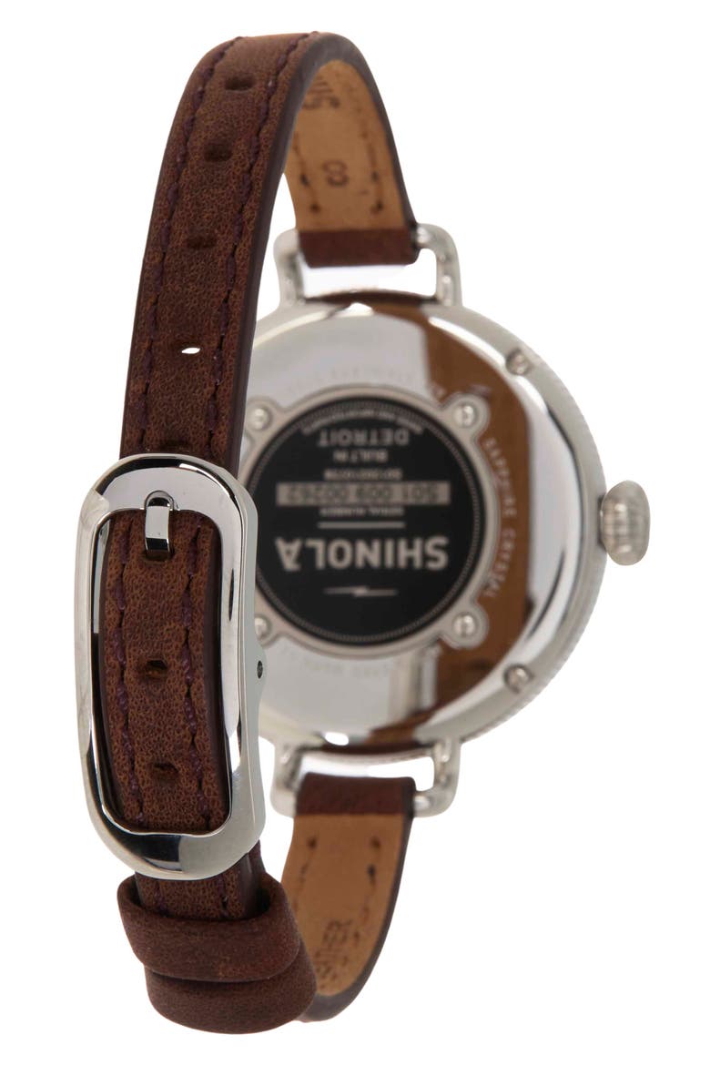 Birdy Leather Strap Watch, 34mm, Alternate, color, WHITE
