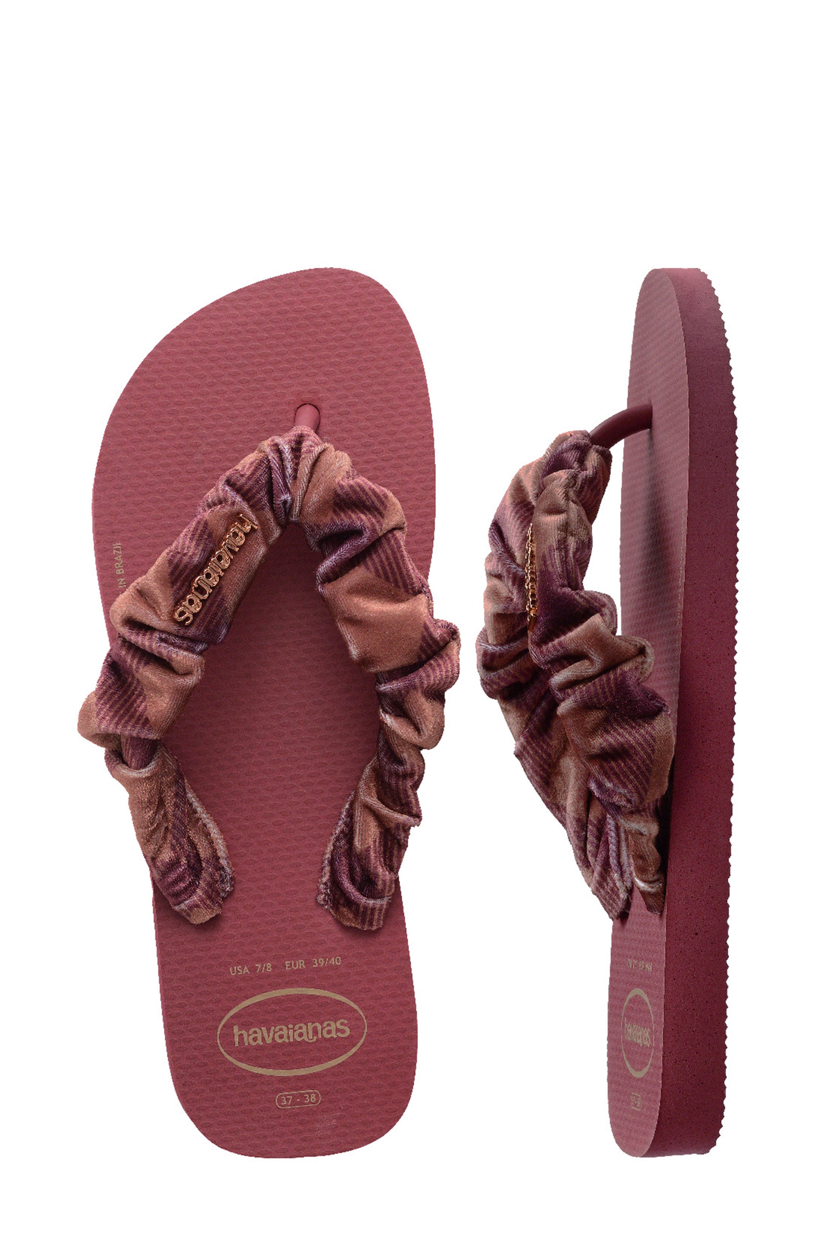 Top Scrunchie Flip Flop, Alternate, color, AMARANTH