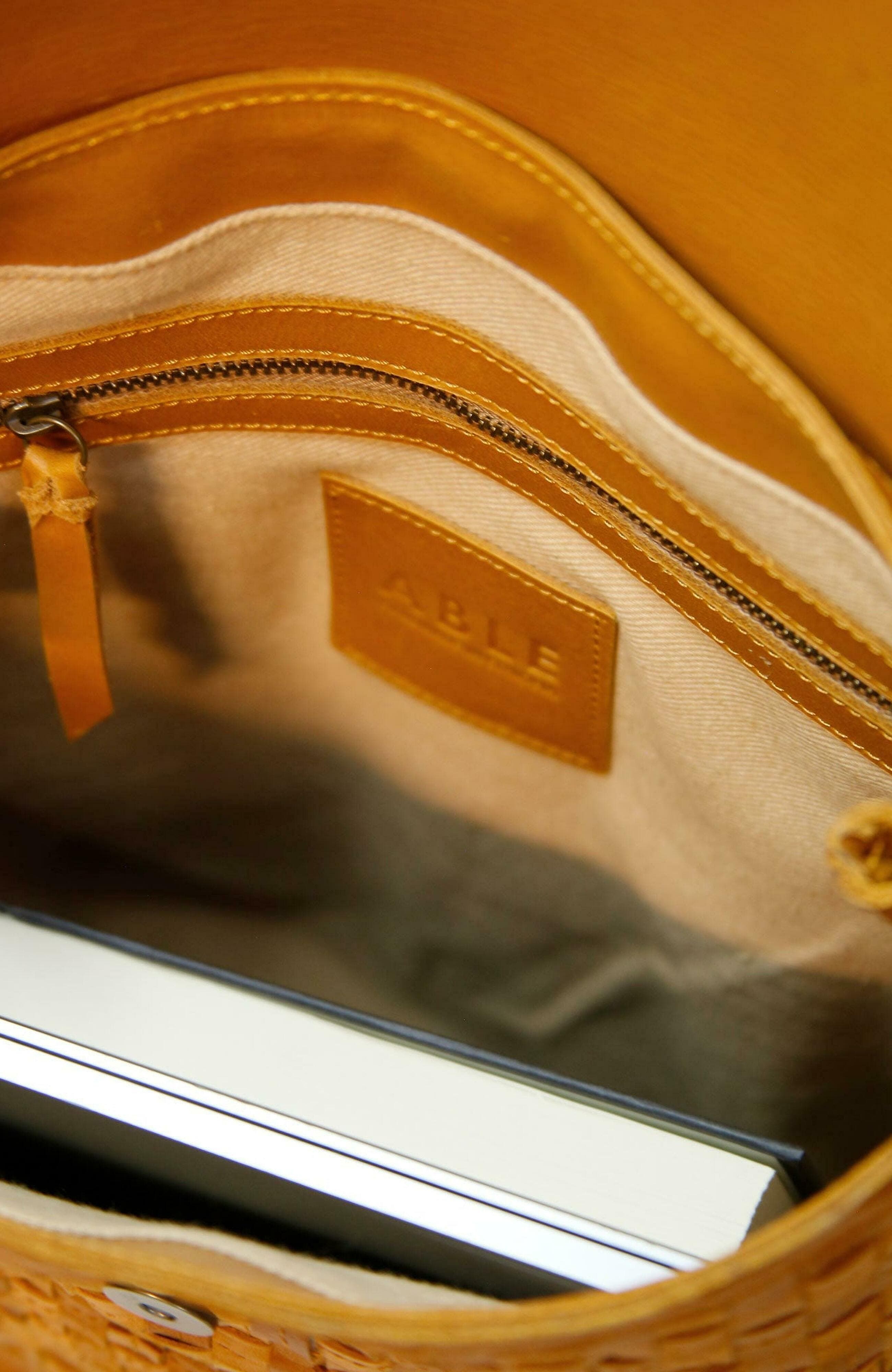 ABLE Elsa Basketweave Backpack, Alternate, color, Cognac