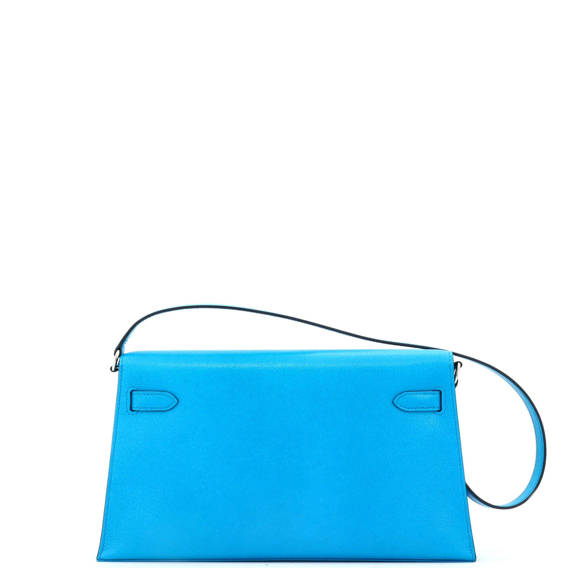 Pre-Owned Hermes Kelly Elan Shoulder Bag Chevre Chamkila, Alternate, color, Bleu Zanzibar