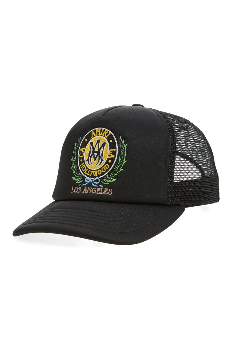 Crest Mesh Back Trucker Hat, Main, color, BLACK