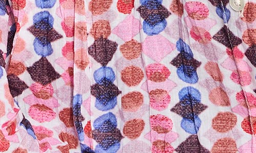 Nic + Zoe Nic+zoe Rainbow Macaroon Crinkled Button-up Shirt In Pink Multi