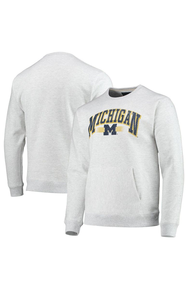 LEAGUE COLLEGIATE WEAR Men's League Collegiate Wear Heathered Gray Michigan Wolverines Upperclassman Pocket Pullover Sweatshirt, Main, color, Heather Gray