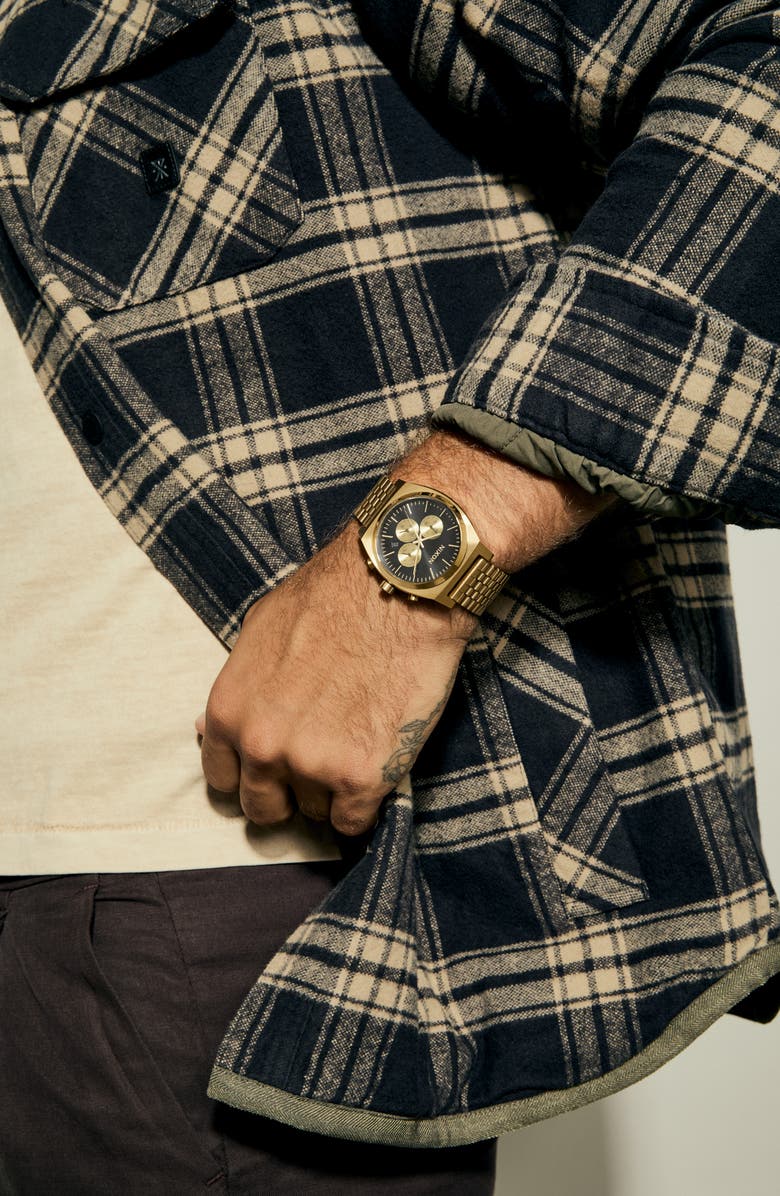 Nixon Time Teller Chronograph Bracelet Watch, 40mm, Alternate, color, Gold / Black / Gold