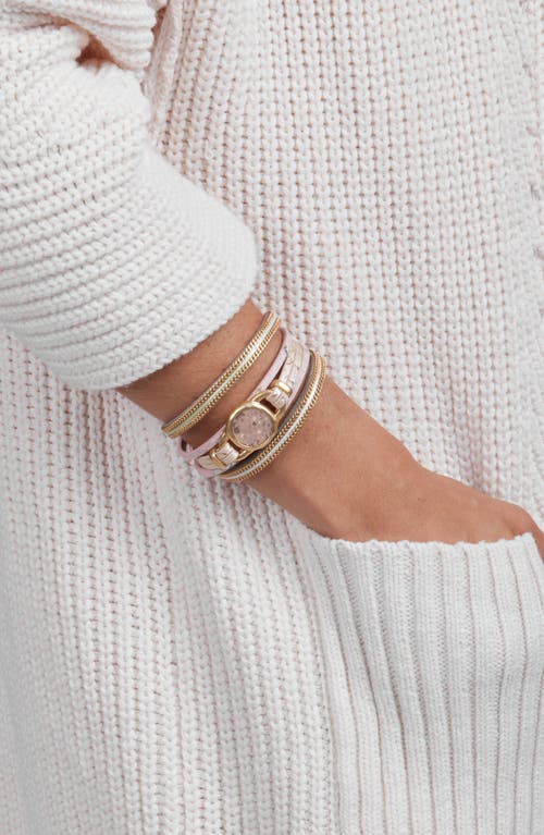 Saachi Leather Snake Skin Print Medallion Bracelet In Gold