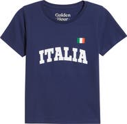 GOLDEN HOUR Italia Flag Cotton Graphic T-Shirt