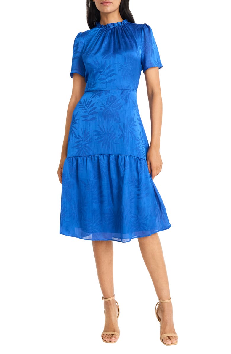 Maggy London Jacquard Midi Dress, Main, color, Nautical Blue