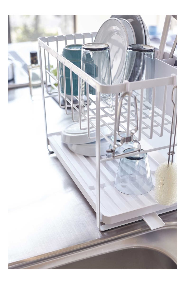 Yamazaki Two-Level Dish Drainer Rack, Alternate, color, White