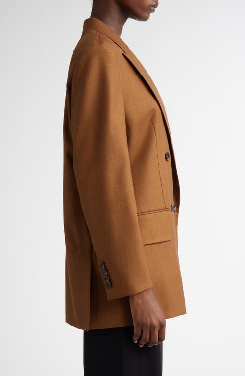 Shop Max Mara Palanca Double Breasted Wool & Mohair Blend Blazer In Tobacco