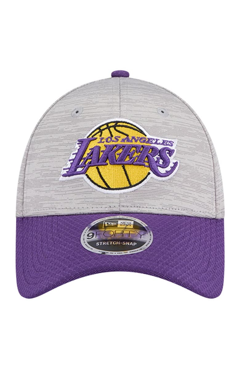 New Era Men's New Era Heather Gray/Purple Los Angeles Lakers Active Digi-Tech Two-Tone 9FORTY Adjustable Hat, Alternate, color, Heather Gray