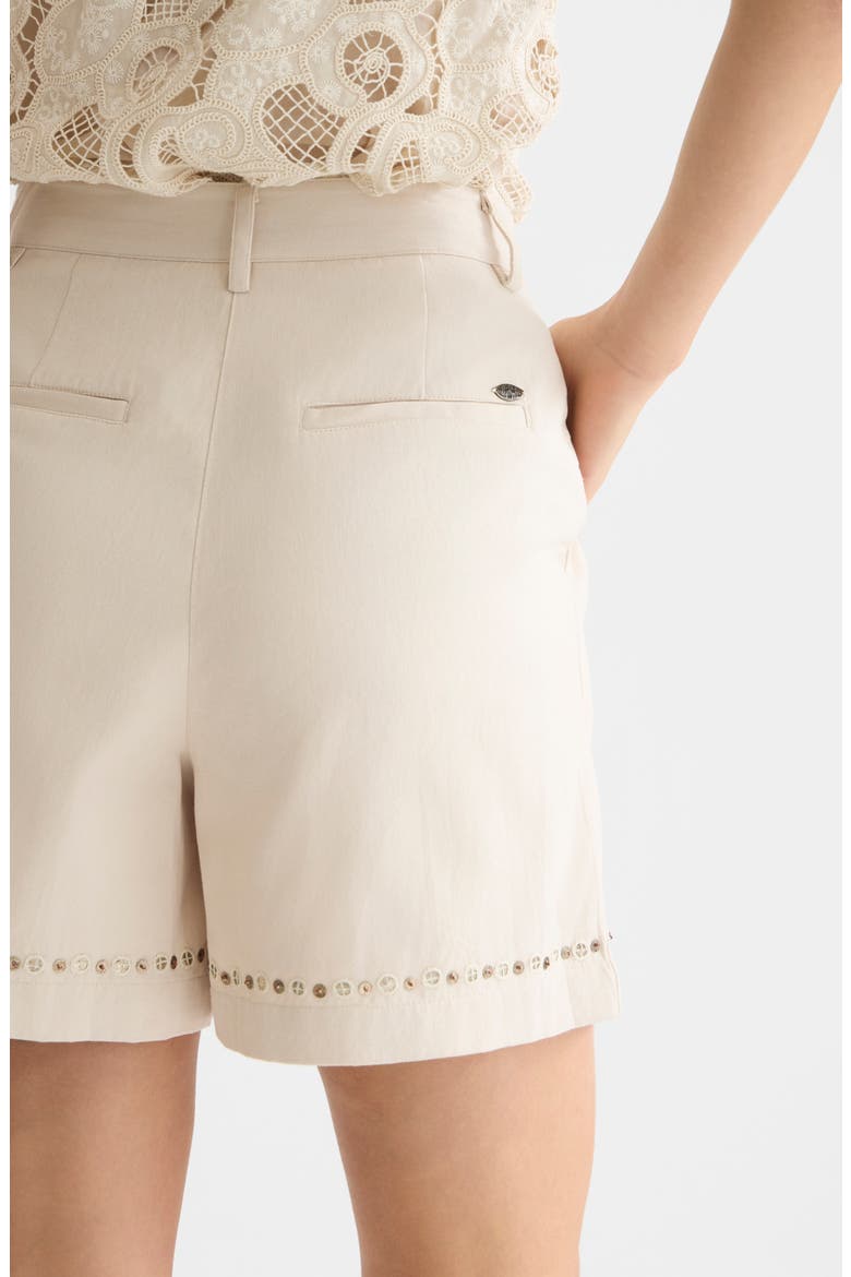 Embellished High Waist Cotton Shorts, Alternate, color, FOG