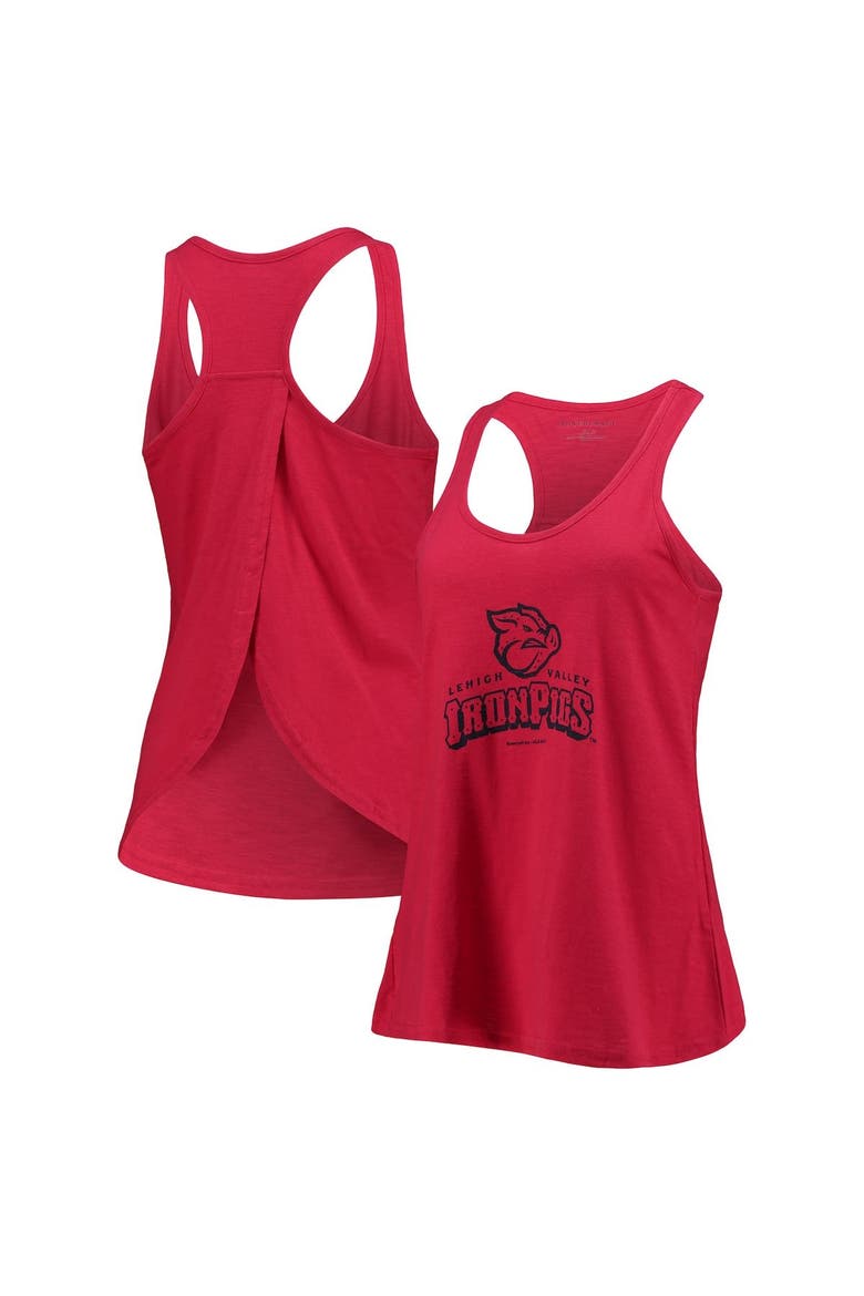 Women's Red Lehigh Valley IronPigs Charm Scoop Neck Racerback Tank Top, Main, color, Red