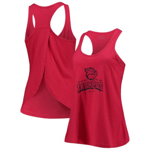 Women's Red Lehigh Valley IronPigs Charm Scoop Neck Racerback Tank Top