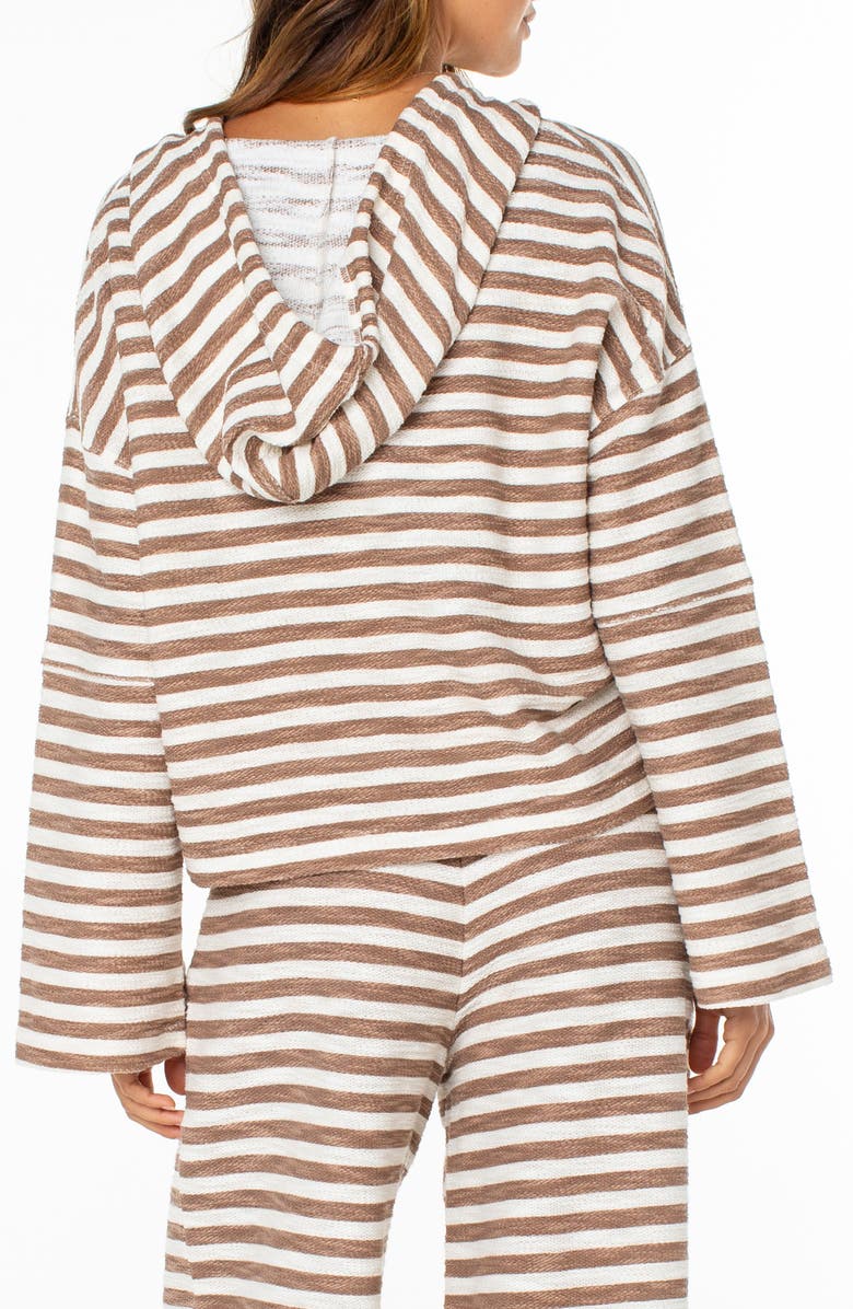 Roxy Rich Coast Stripe Hooded Sweatshirt, Alternate, color, Brownie