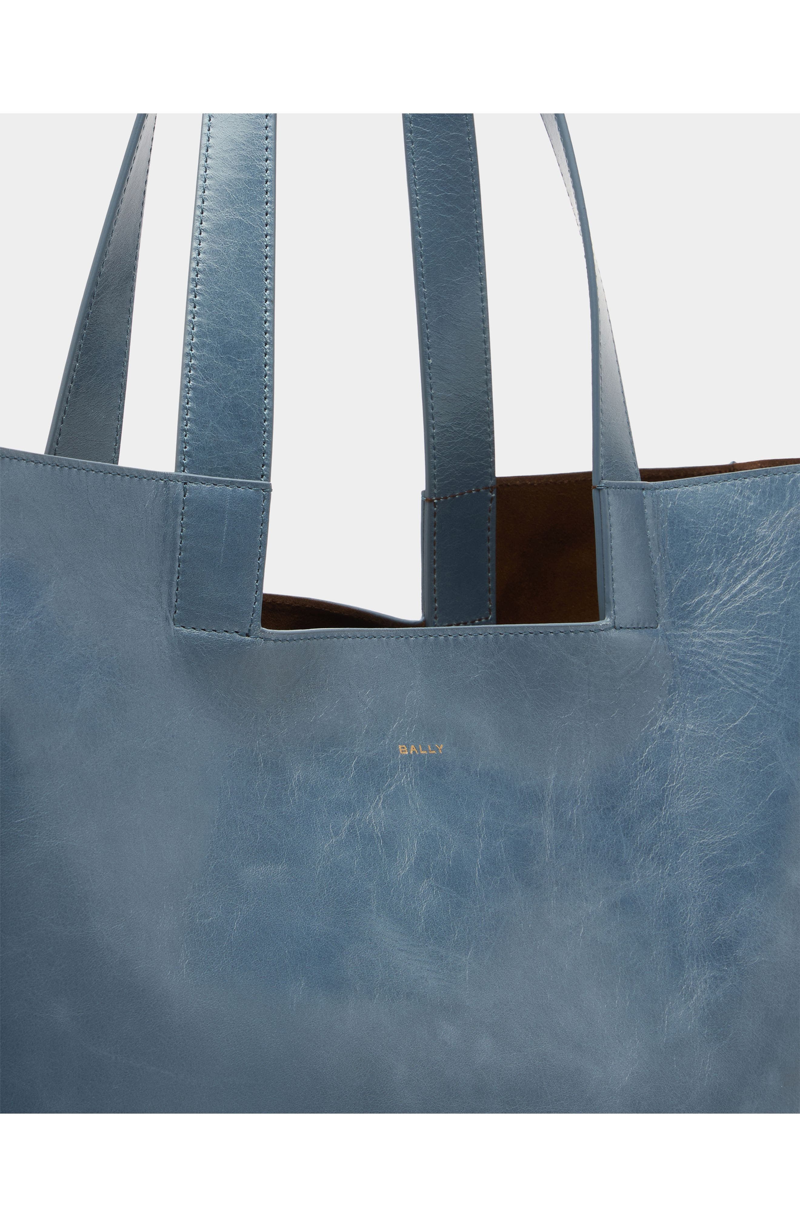 Bally Easy Bally Tote Bag in Plain Leather, Alternate, color, Blue