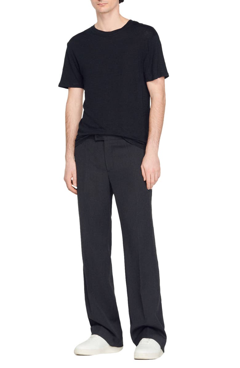 SANDRO Clash Linen Crewneck T-Shirt, Alternate, color, 