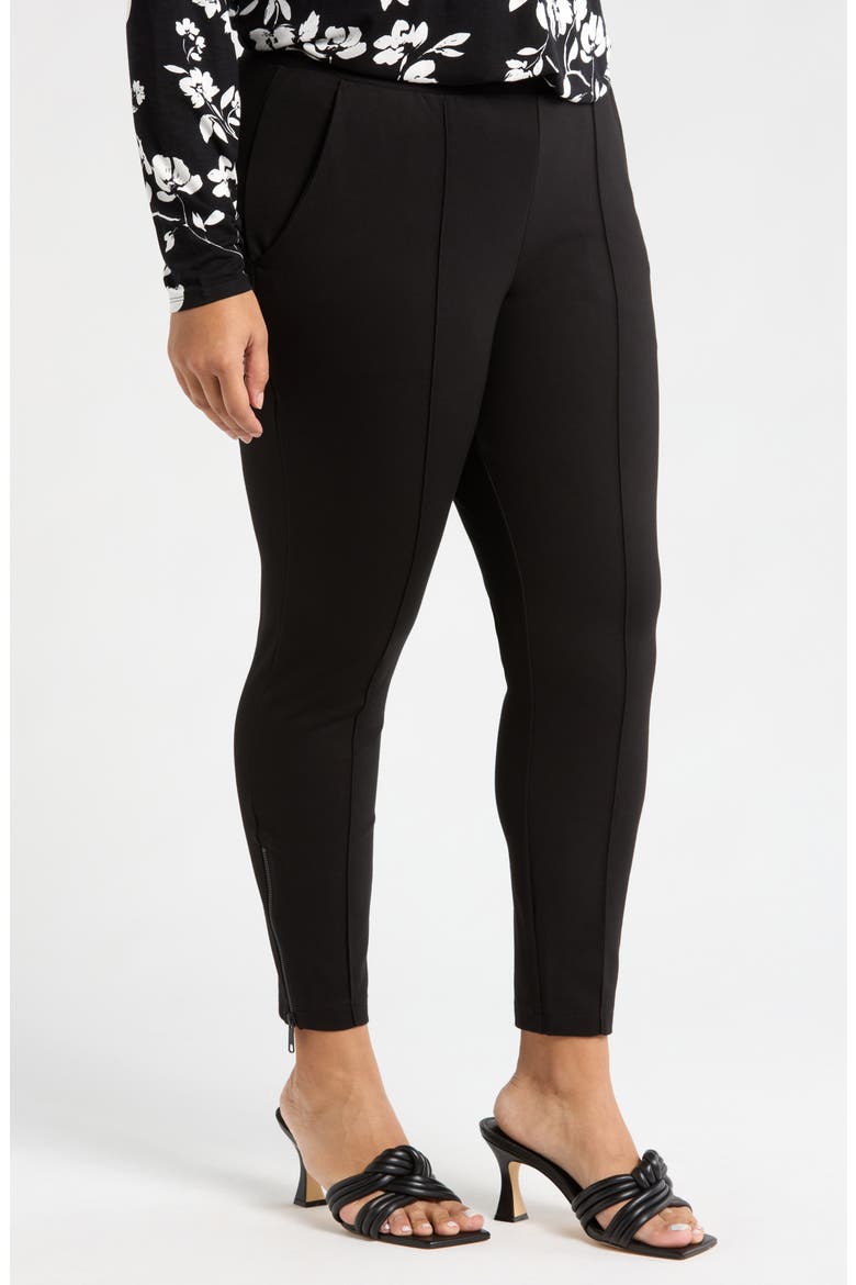 Moro Pintuck Pleat Pull-On Pants, Alternate, color, BLACK
