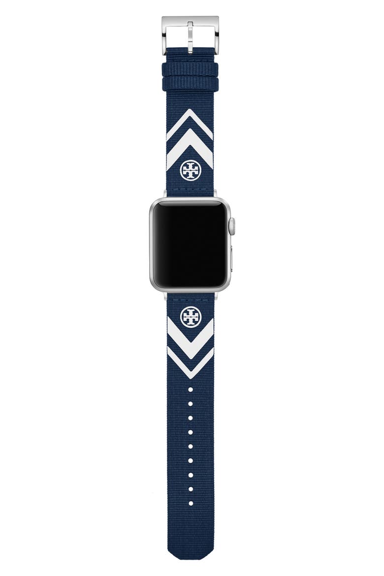 The Chevron Woven 20mm Apple® Watch Watchband, Main, color, BLUE
