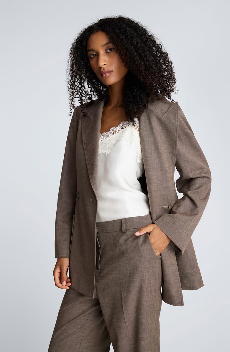 Kenneth Cole Double Breasted Contour Jacket, Alternate, color, Camilla Brown