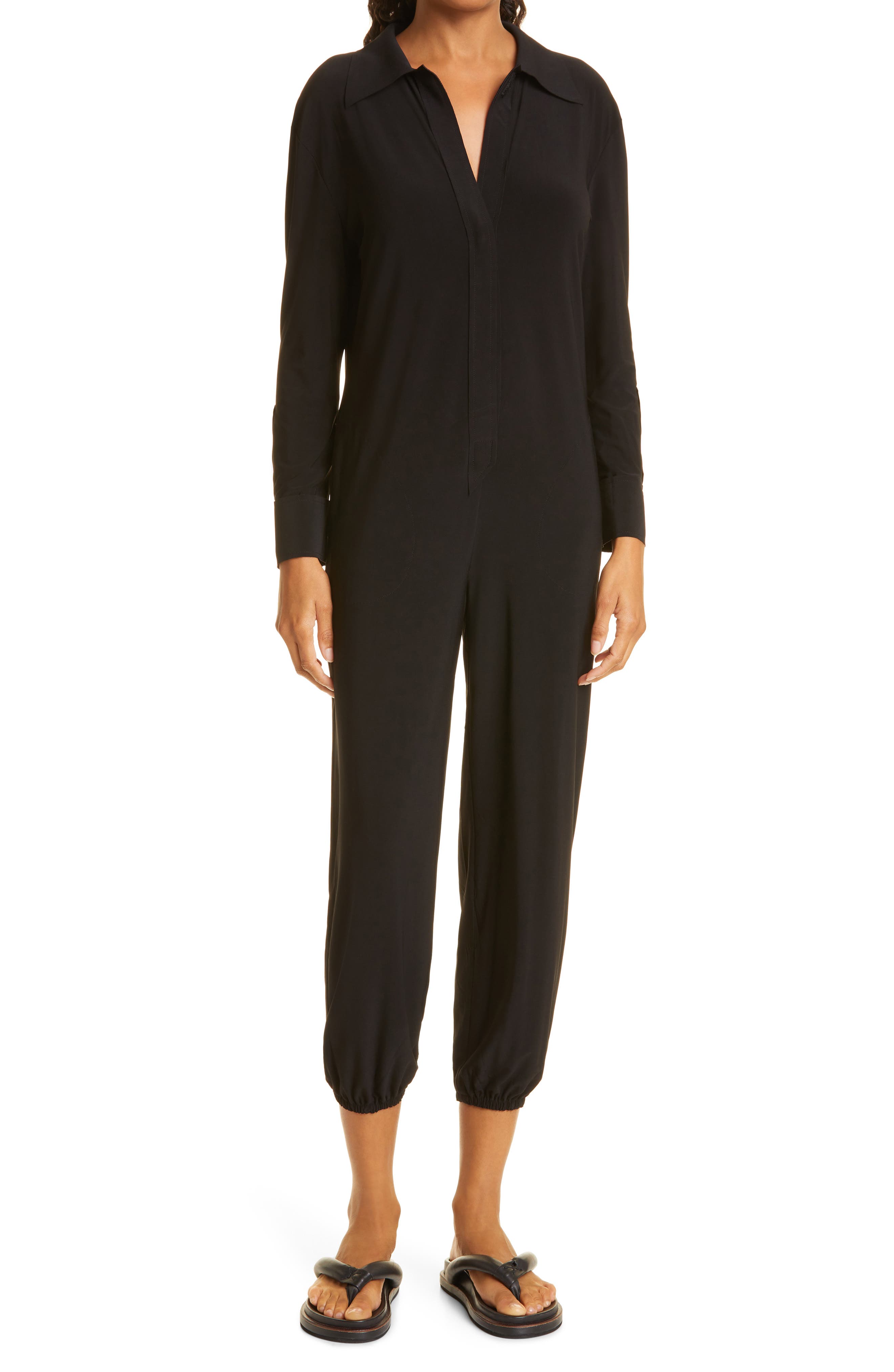 Norma Kamali Crop Long Sleeve Jumpsuit (Women) | Nordstromrack